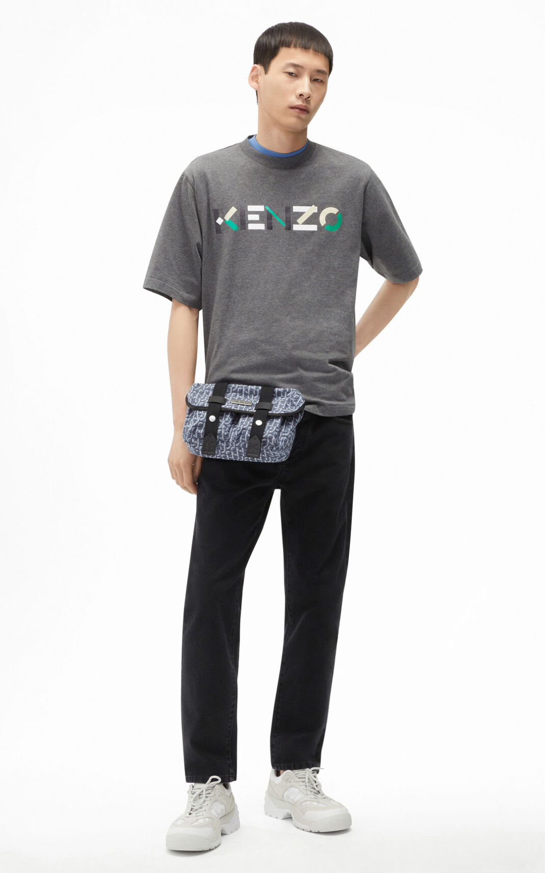 T Shirt Kenzo Multicoloured oversize Logo Homme Grise | UTHG-42106